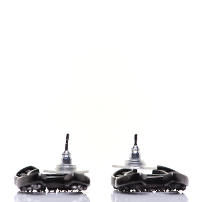 Chanel Crystal CC Earrings Black Silver 6 of 7
