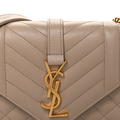 Saint Laurent Grain De Poudre Textured Mixed Matelasse Triquilt Small Monogram Satchel Dark Beige 8 of 10
