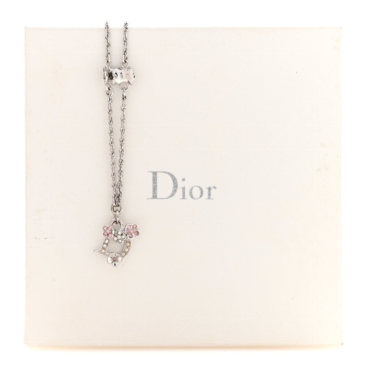Crystal Flower Necklace Silver Pink
