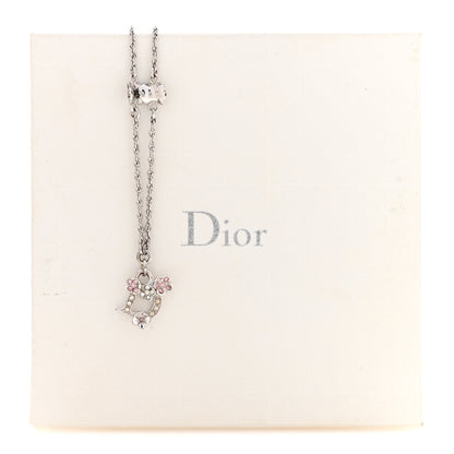 Christian Dior Crystal Flower Necklace Silver Pink 8 of 8