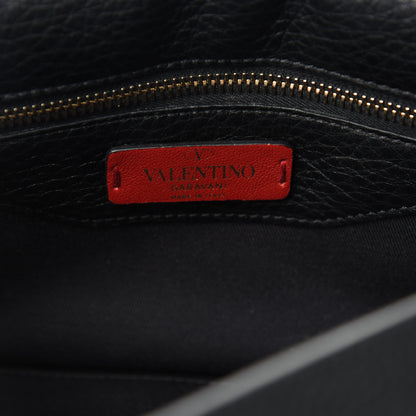 Valentino Garavani Pebbled Calfskin Rockstud Single Handle Flap Bag Black 6 of 9