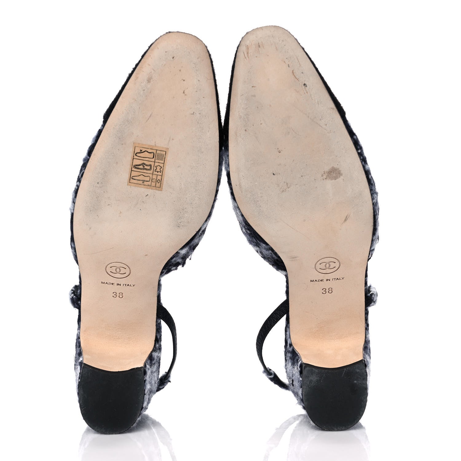 Chanel Tweed Cap Toe CC Slingback Pumps 38 Grey Black 5 of 8