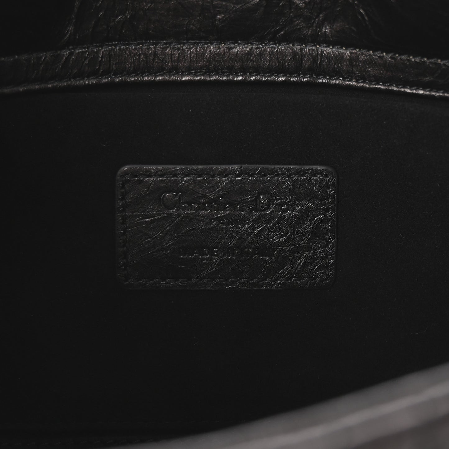Crinkled Calfskin Cannage Medium Lady D-Joy Black