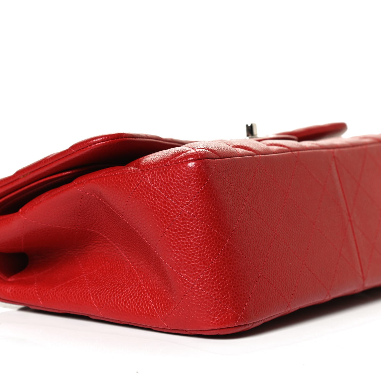 Chanel Caviar Quilted Jumbo Double Flap Red 10 of 11