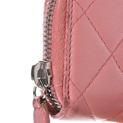 Chanel Lambskin Quilted Zip Around Coin Purse Wallet Pink 10 of 14