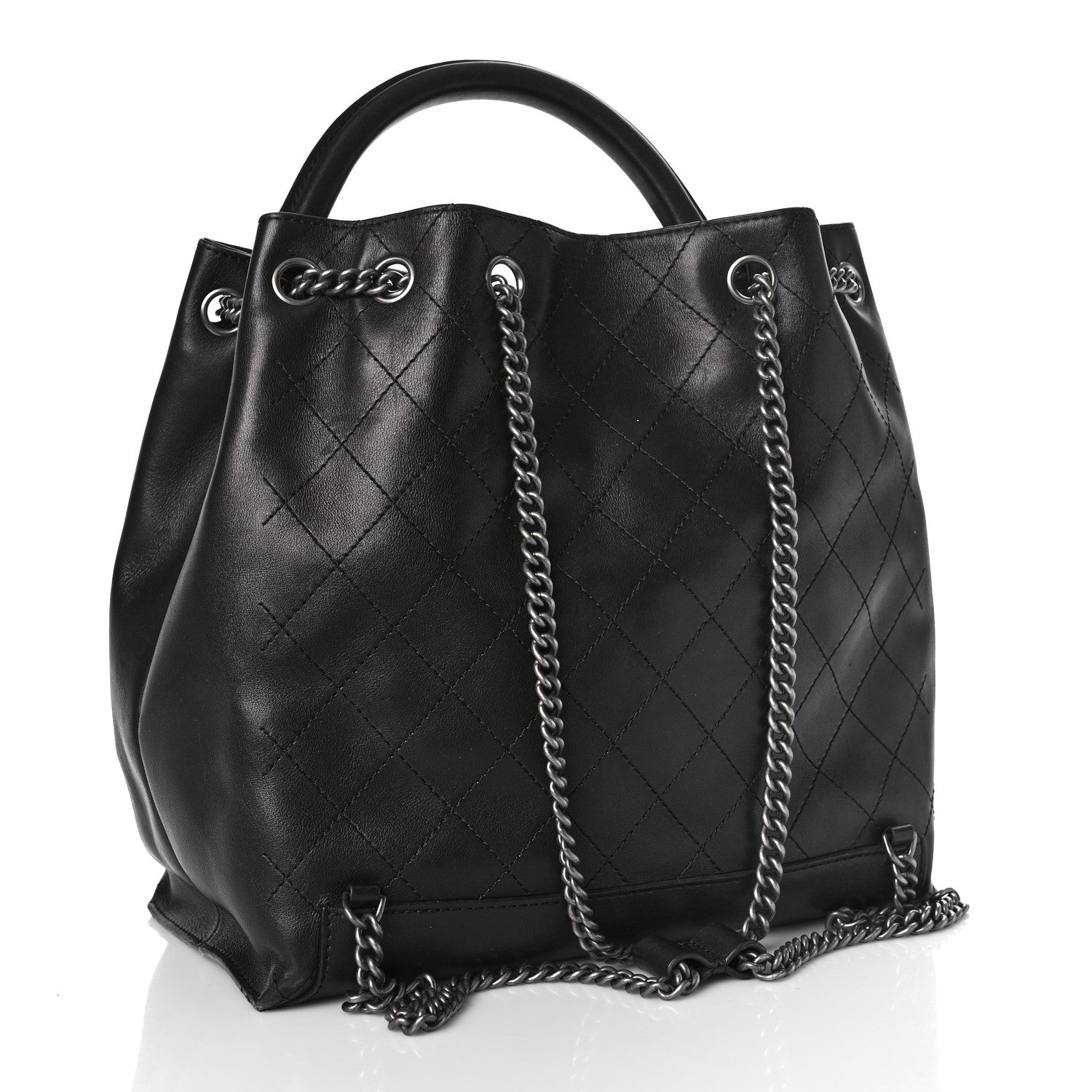 Chanel Calfskin Stitched Large Urban Luxury Drawstring Backpack Black 3 of 11