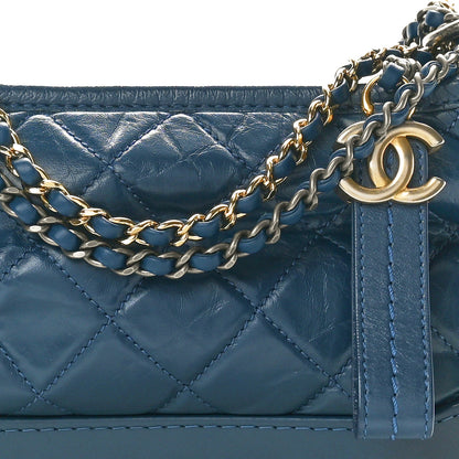 Chanel Aged Calfskin Quilted Small Gabrielle Hobo Blue 8 of 10