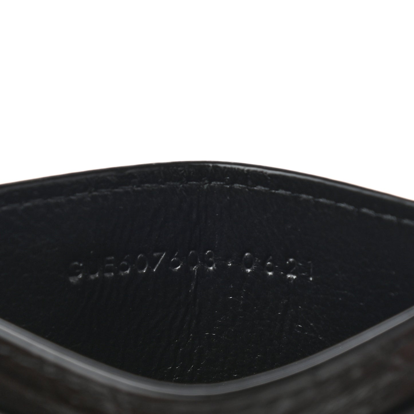 Calfskin Crocodile Embossed Monogram Tiny Cassandra Credit Card Case Black