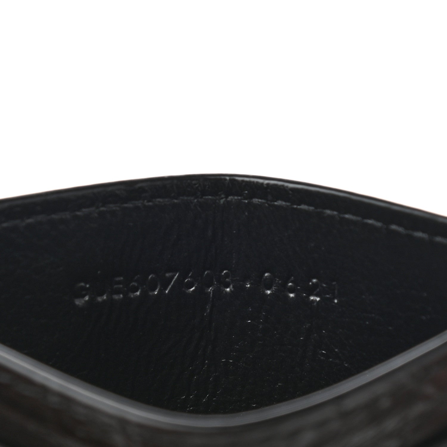 Saint Laurent Calfskin Crocodile Embossed Monogram Tiny Cassandra Credit Card Case Black 7 of 8