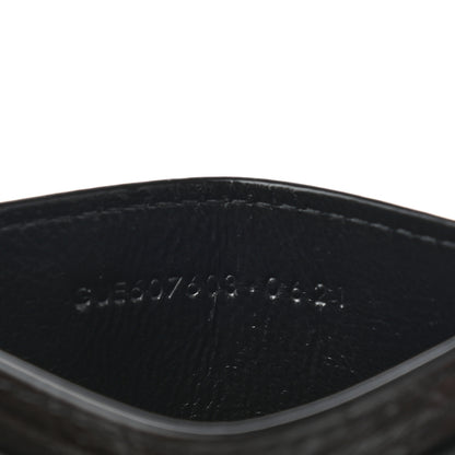 Saint Laurent Calfskin Crocodile Embossed Monogram Tiny Cassandra Credit Card Case Black 7 of 8