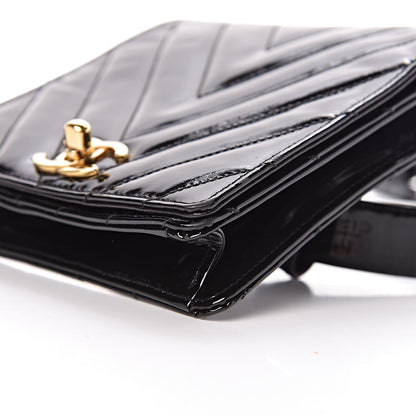 Chanel Patent Chevron Quilted Belt Bag 70 28 Black 9 of 12