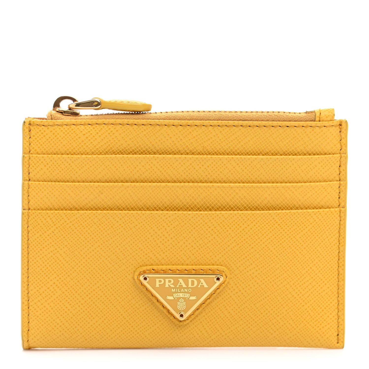 Prada Saffiano Metal Zip Card Holder Soleil 1 of 6
