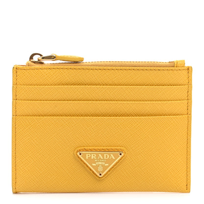 Prada Saffiano Metal Zip Card Holder Soleil 1 of 6