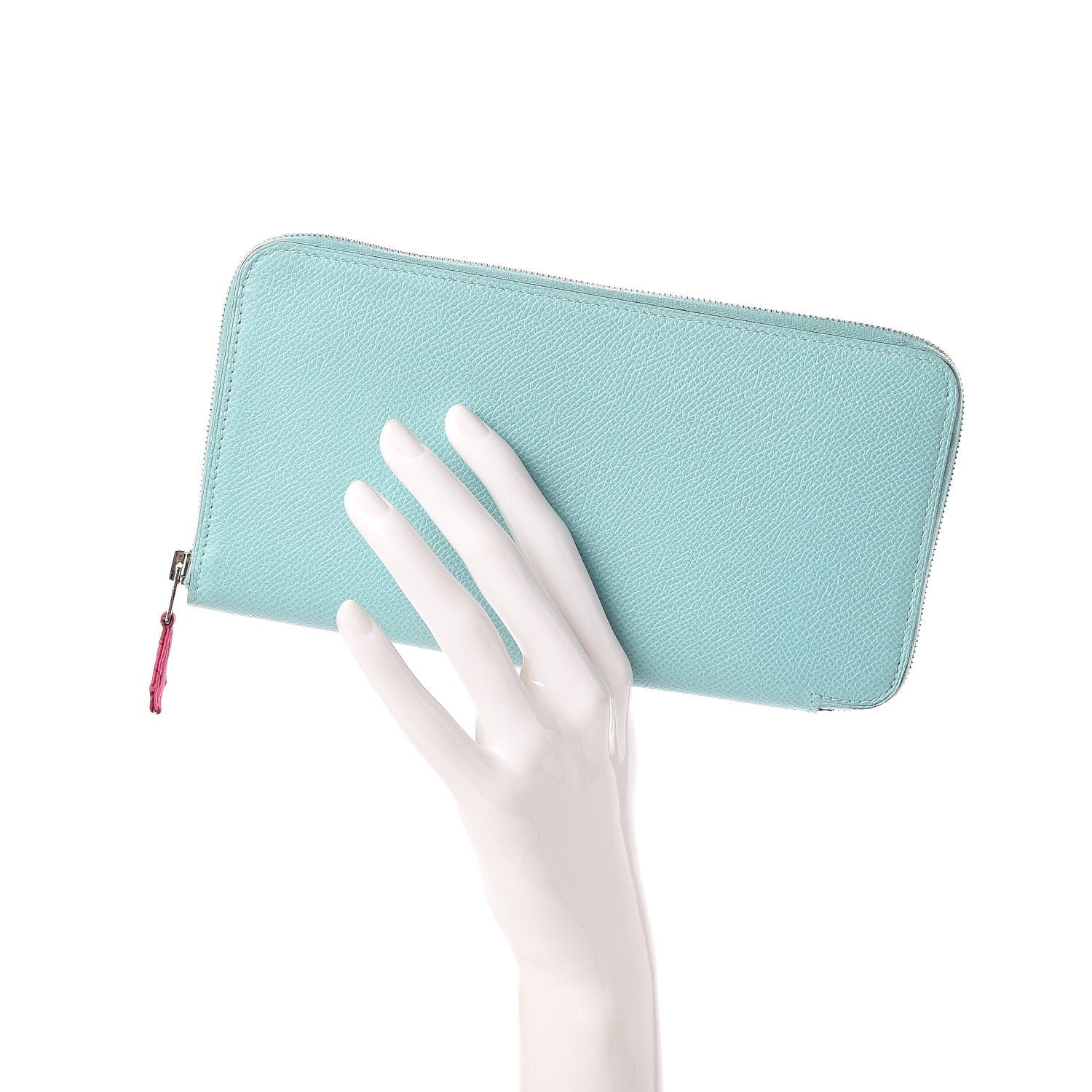 Hermes Epsom Silk'In Wallet Bleu Atoll Rose Tyrien 2 of 8