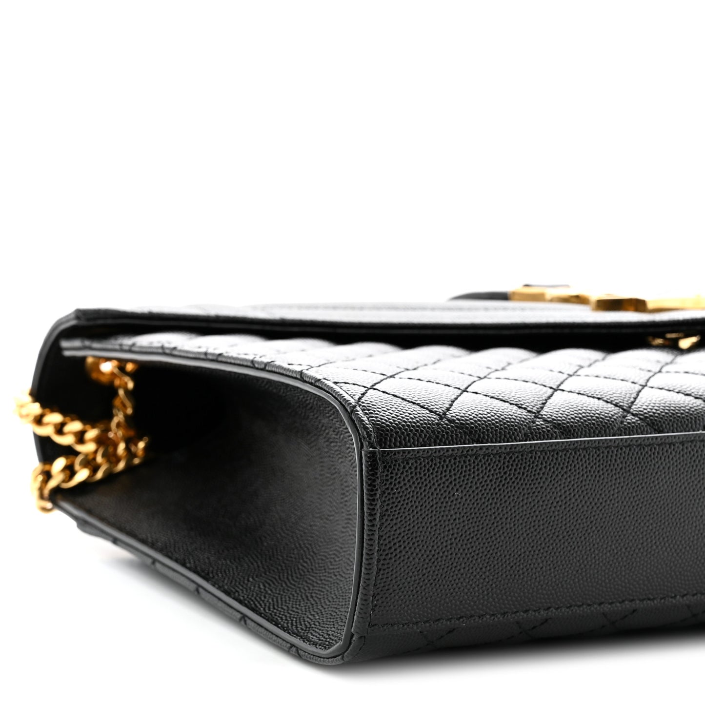 Grain De Poudre Textured Mixed Matelasse Large Triquilt Monogram Satchel Black