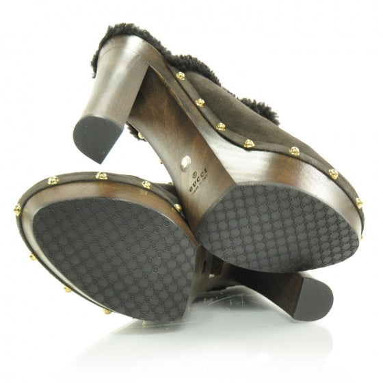 Suede Shearling Lined Montana Studded Clogs 39