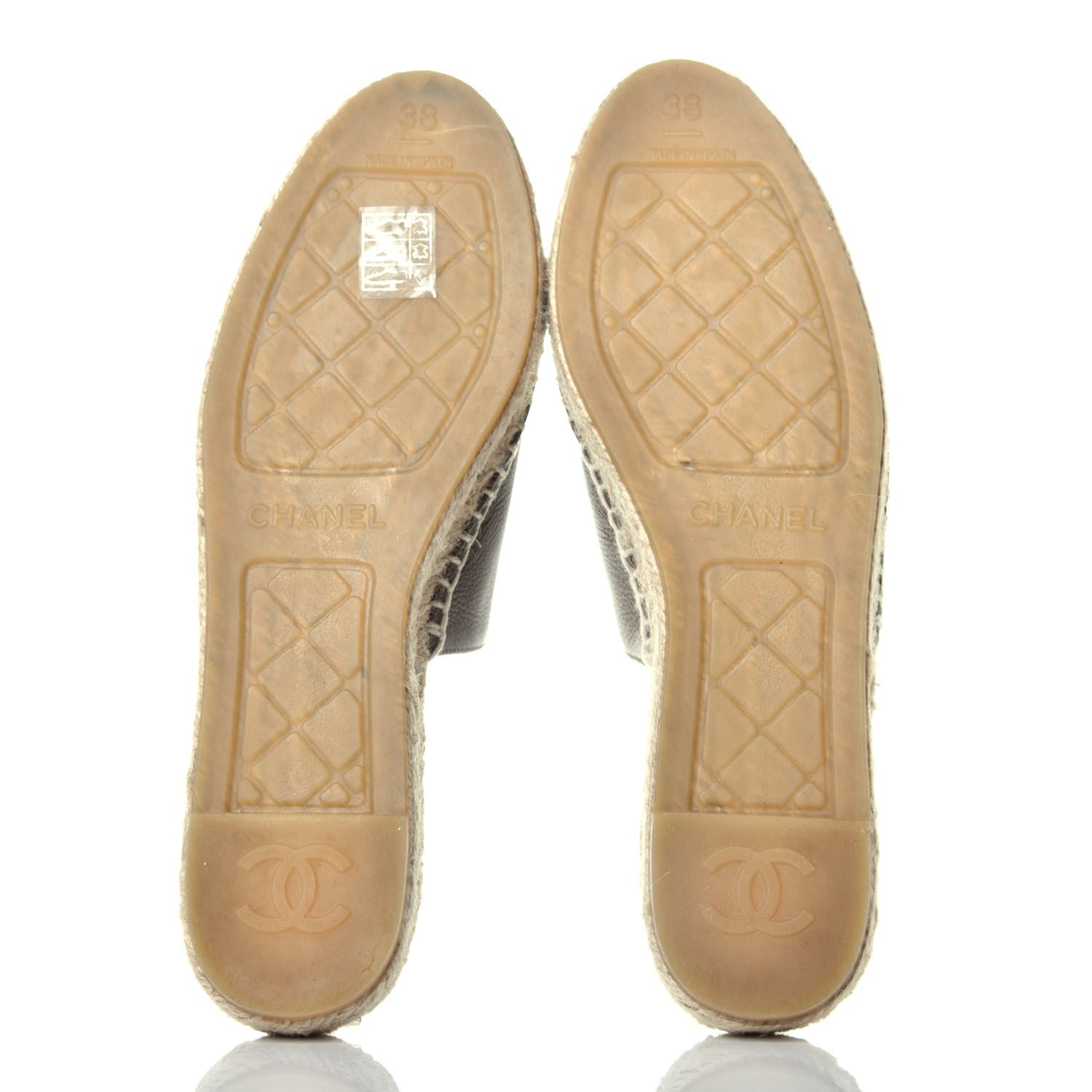 Chanel Calfskin CC Espadrille Mules 38 Beige 5 of 9