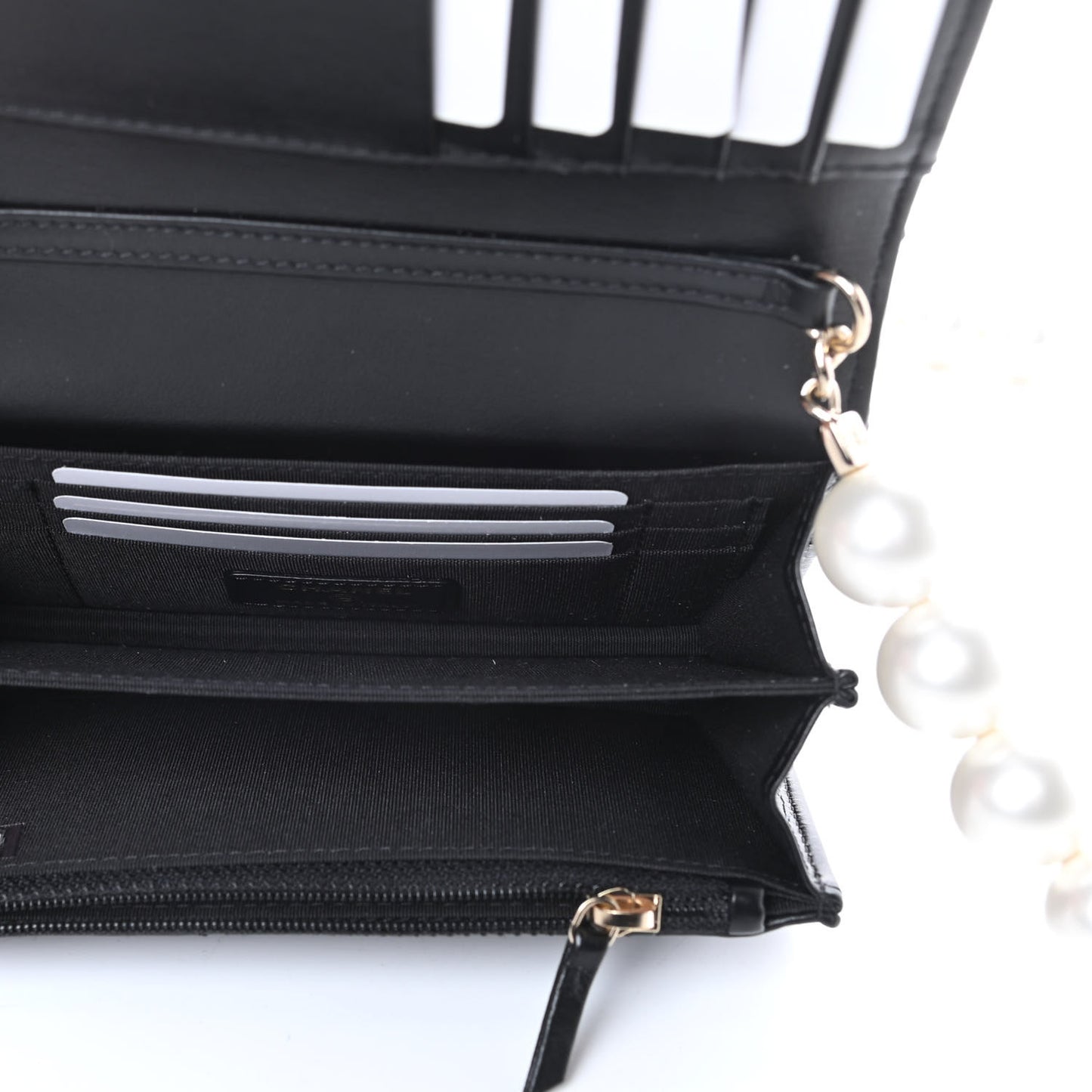 Calfskin Quilted Mini Maxi Pearls Wallet On Chain WOC Black
