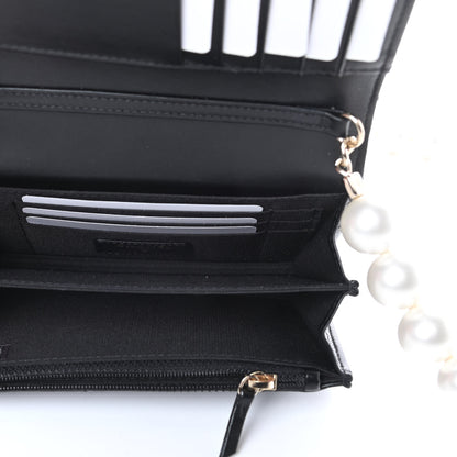 Chanel Calfskin Quilted Mini Maxi Pearls Wallet On Chain WOC Black 5 of 11