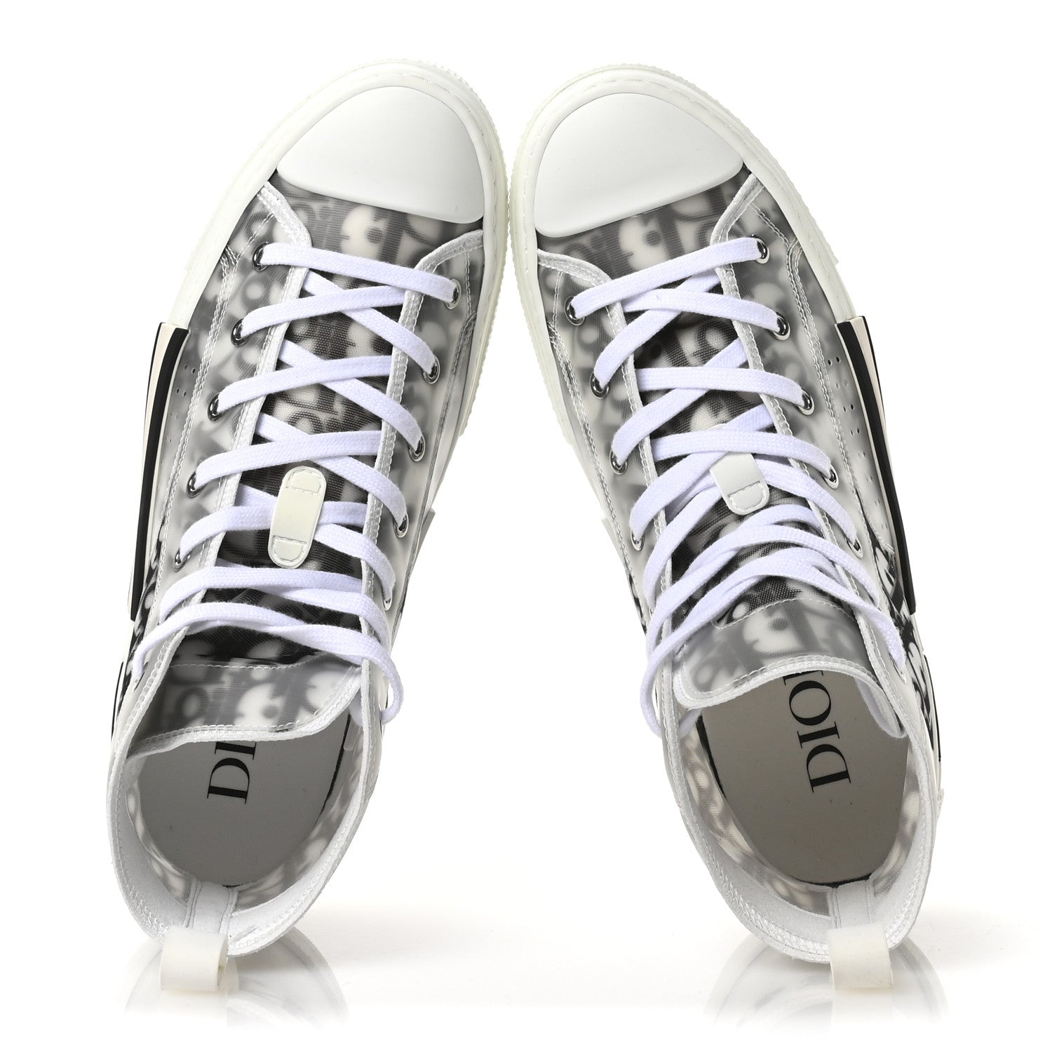 Christian Dior Technical Canvas Oblique B23 High Top Sneakers 41 White Black 2 of 8