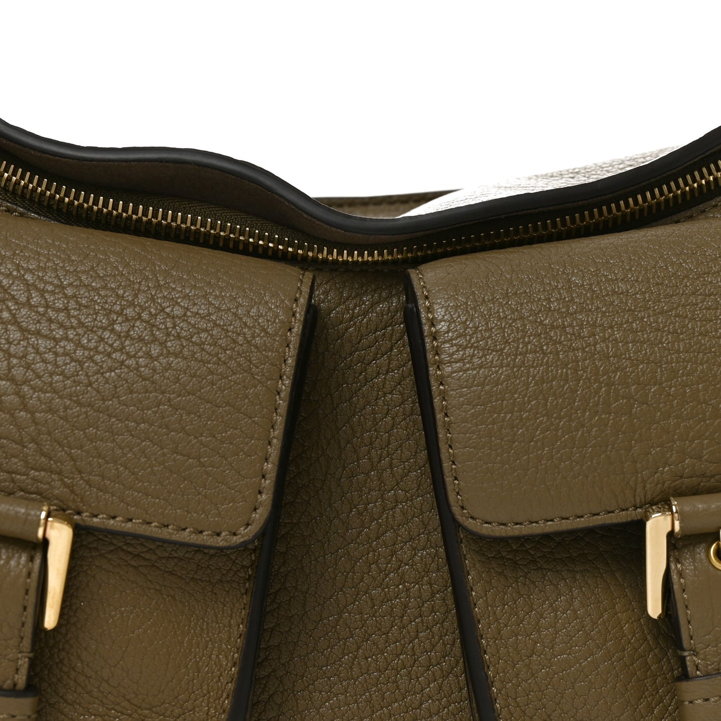 Natural Grain Calfskin Maggie Shoulder Bag Linen Green