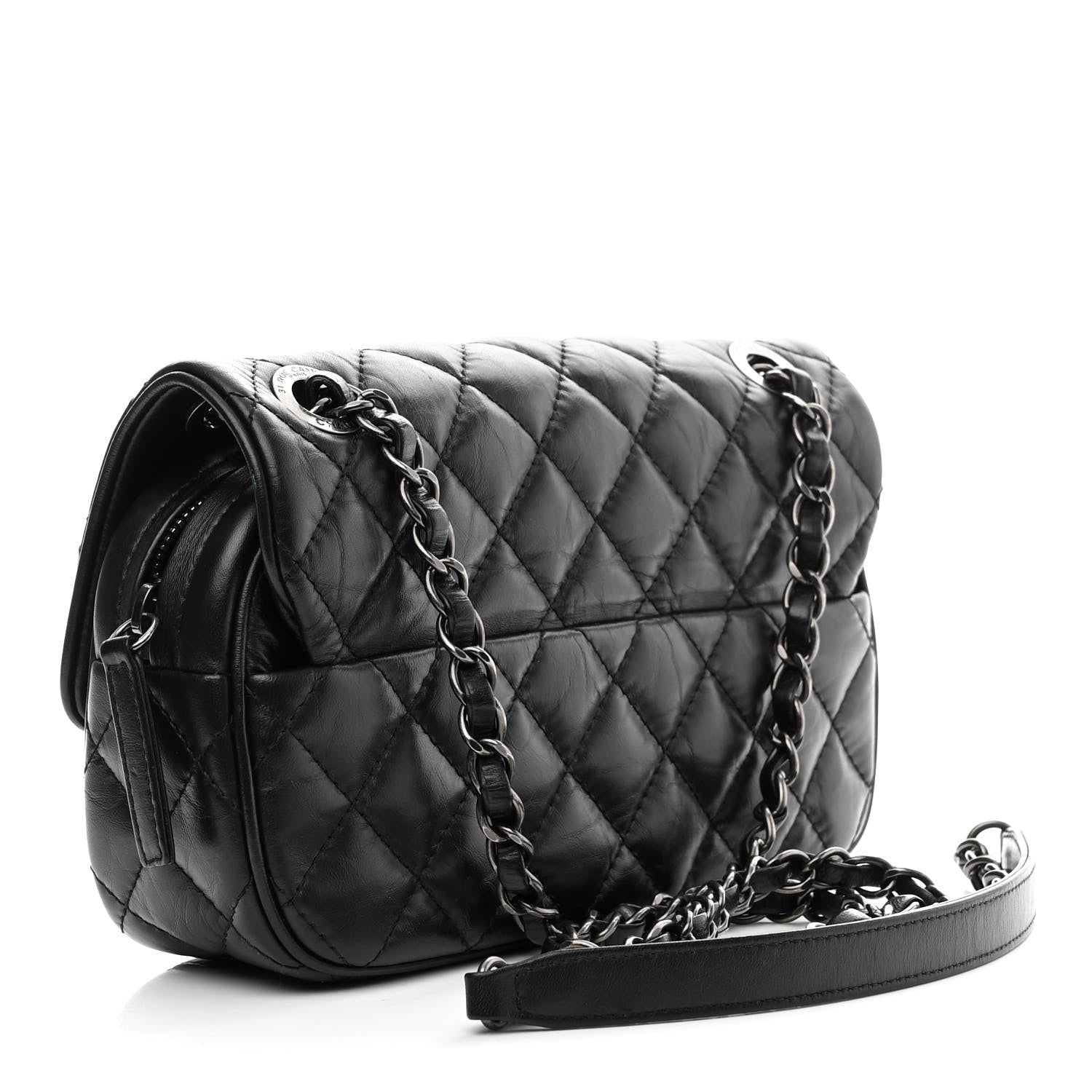 Chanel Aged Calfskin Quilted Small Easy Flap Black 3 of 9