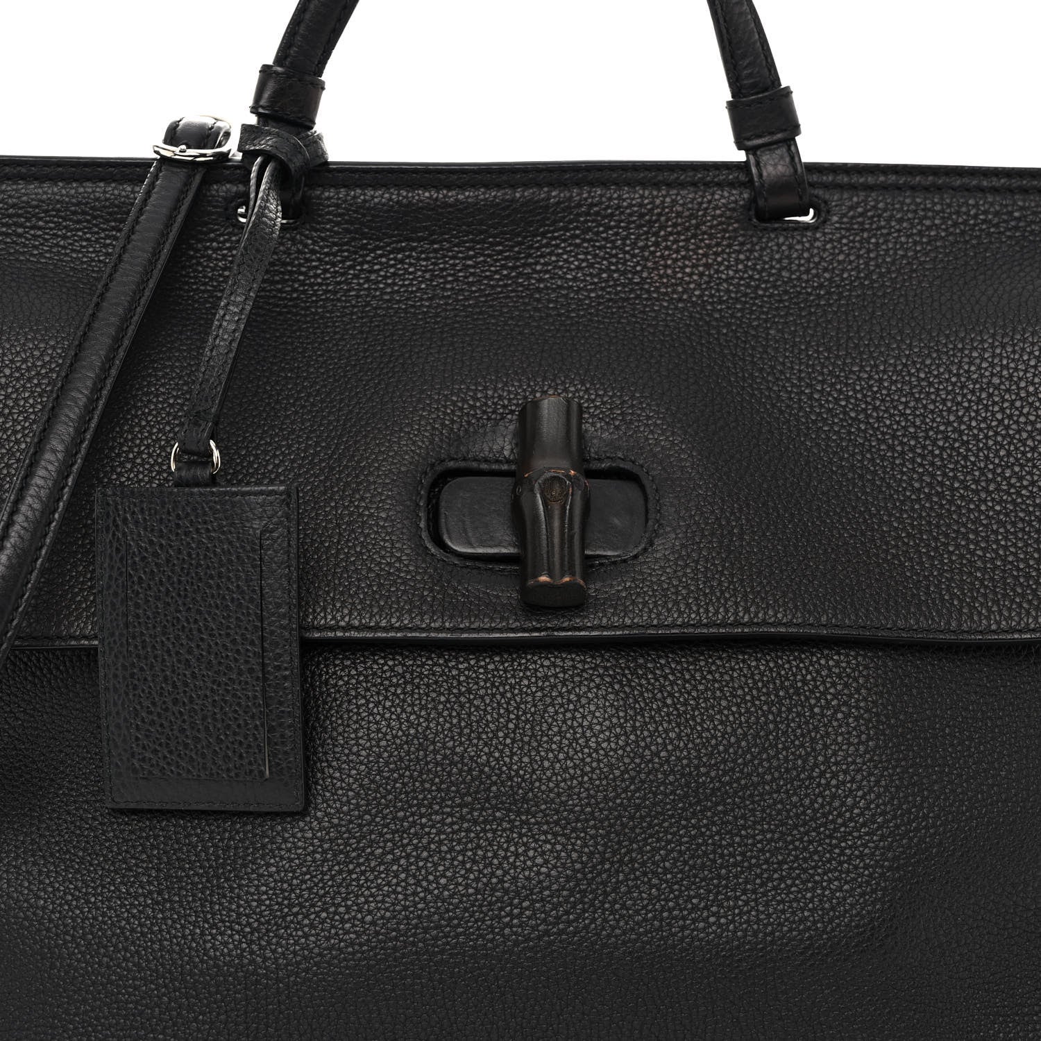 Gucci Pebbled Calfskin Large Bamboo Daily Top Handle Bag Black 8 of 11