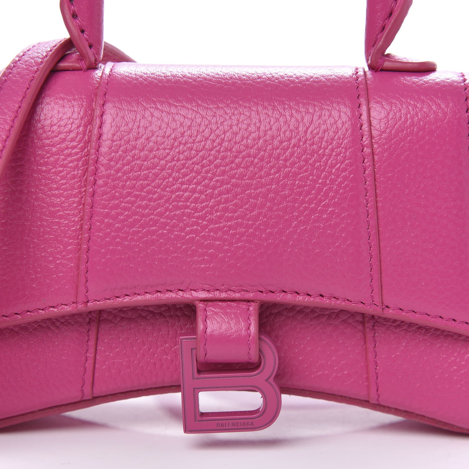 Balenciaga Grained Calfskin Tonal B Hourglass Top Handle Bag Mini Fuchsia 10 of 10
