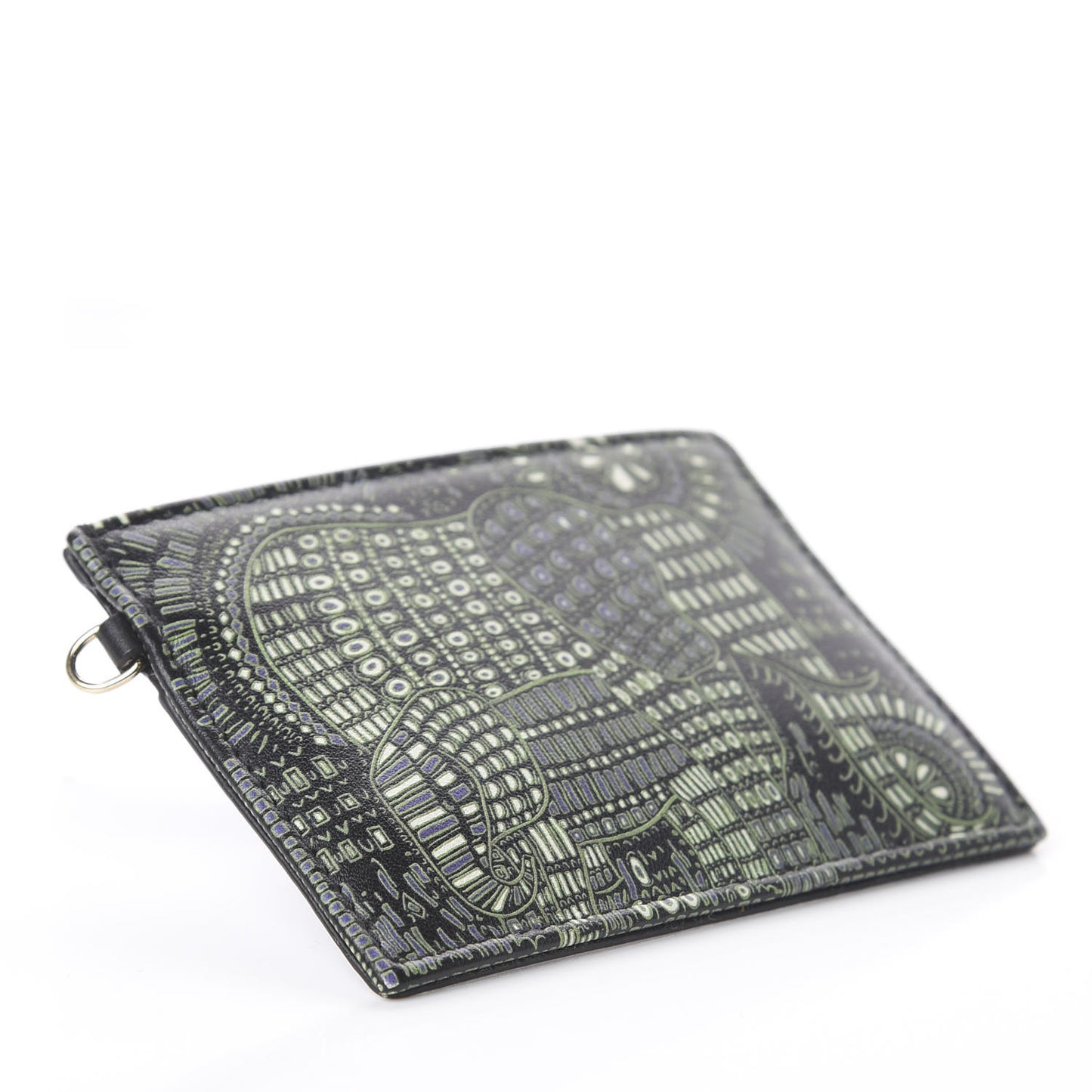 Calfskin Animals Card Holder Green