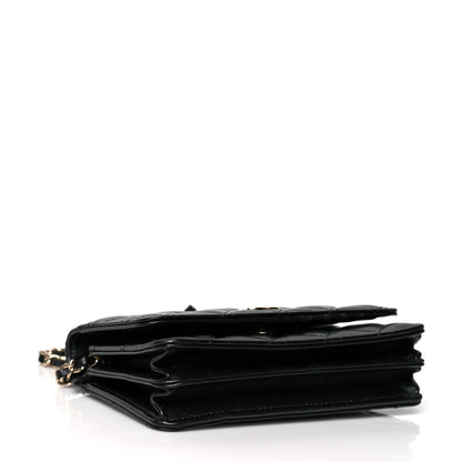 Chanel Lambskin Quilted Mini Camellia Bow Wallet On Chain WOC Black 3 of 10