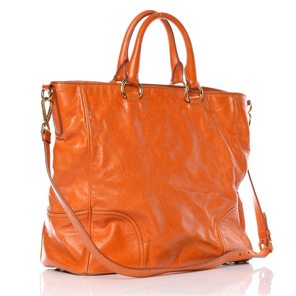 Prada Vitello Shine Top Handle Tote Papaya 3 of 16
