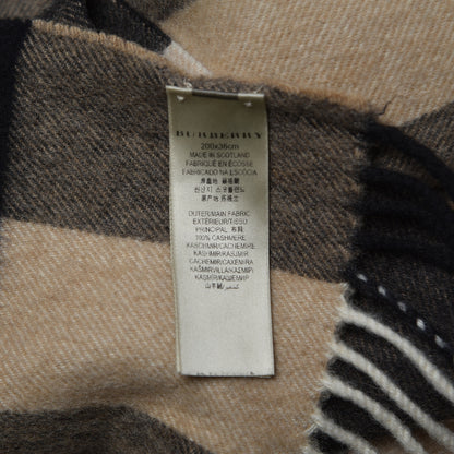 Burberry Cashmere Mega Check Fringe Scarf Camel 4 of 7