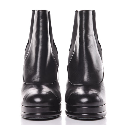 Chanel Calfskin Elastic Cap Toe Ankle Boots Booties Heels 37 Black 15 of 22