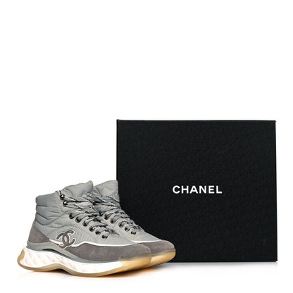 Chanel Fabric Suede Womens CC Sneakers 37 Grey 7 of 7