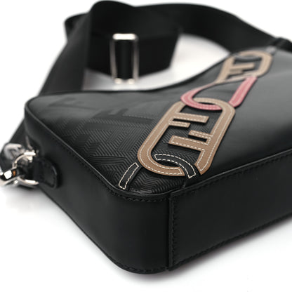 Fendi Vitello King FF Lines Embossed Lock Chain 1974 Diagonal Medium Camera Case Black 8 of 9