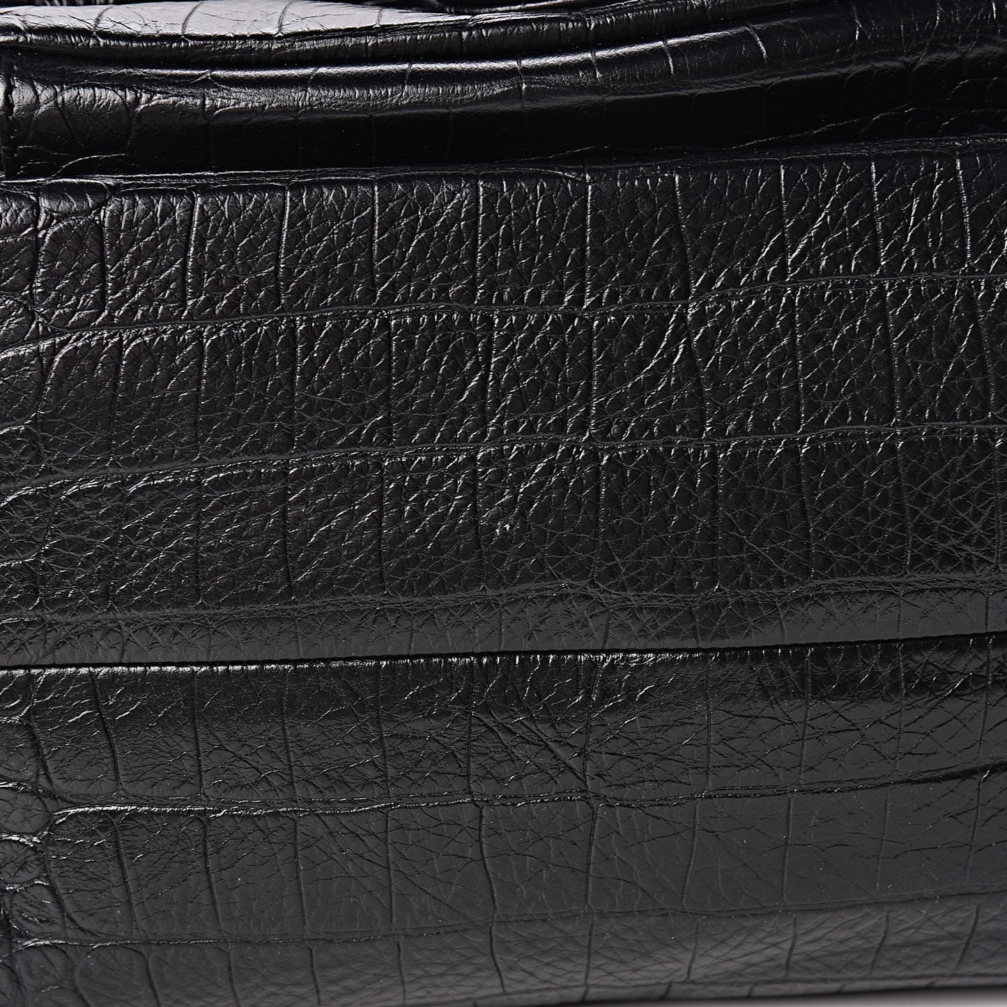 Calfskin Crocodile Embossed Large Backpack Black