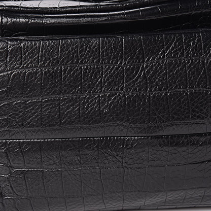 Chanel Calfskin Crocodile Embossed Large Backpack Black 10 of 11