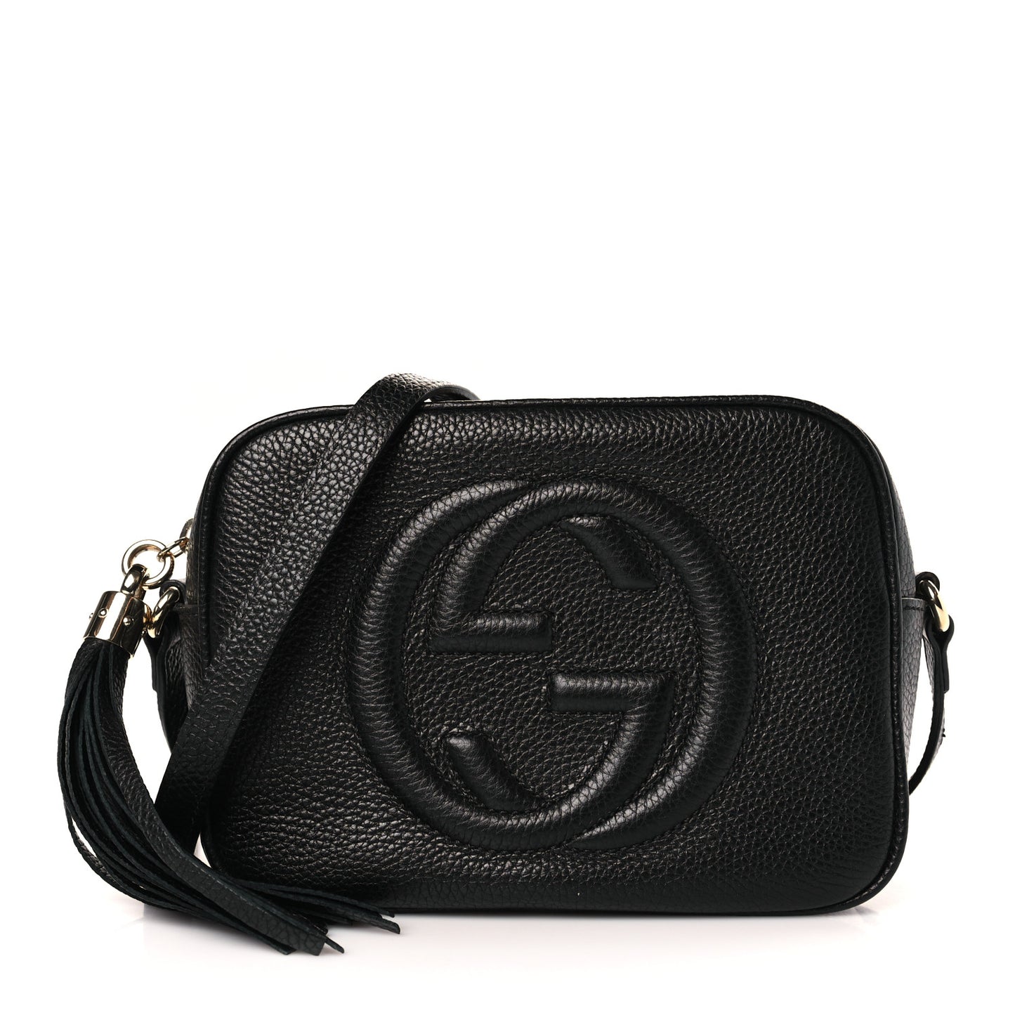 Pebbled Calfskin Small Soho Disco Bag Black