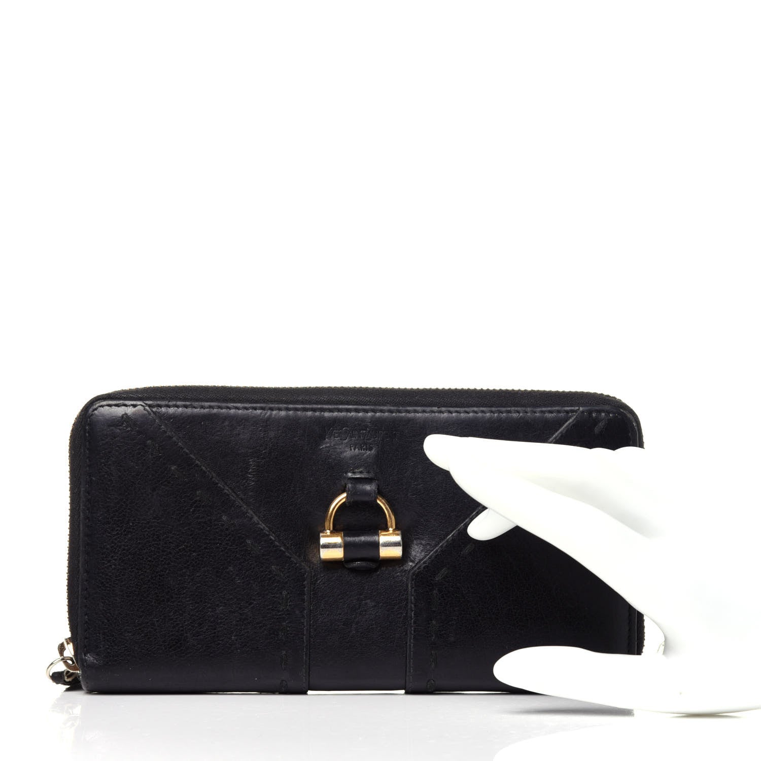 Saint Laurent Buffalo Muse Zip Around Wallet Black 2 of 12
