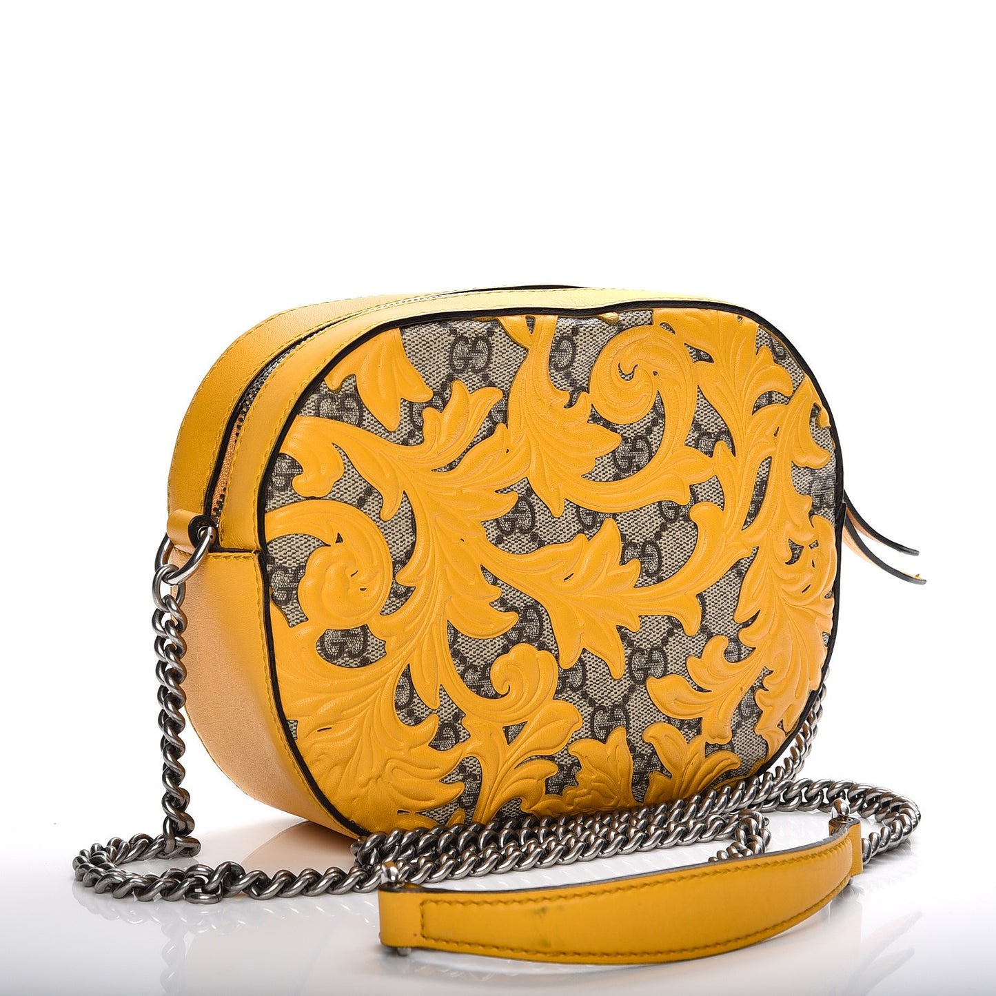 GG Supreme Monogram Arabesque Mini Chain Shoulder Bag Beige Yellow