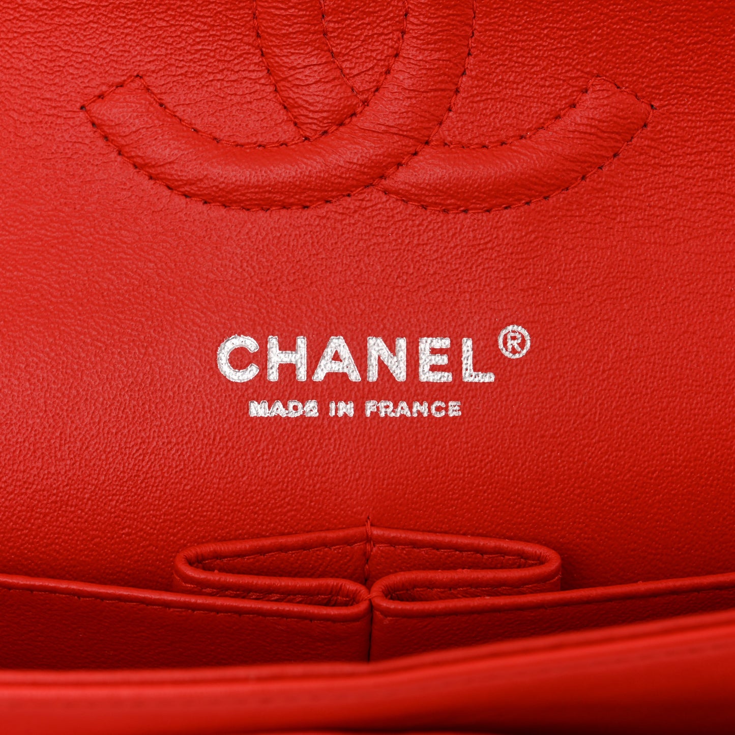 Patent Calfskin Quilted Medium Double Flap Red