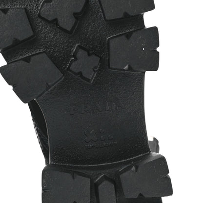 Prada Spazzolato Rois Re-Nylon Metal Triangle Logo Mens Monolith Pouch Pocket 60mm Combat Boots 8.5 Black 6 of 9