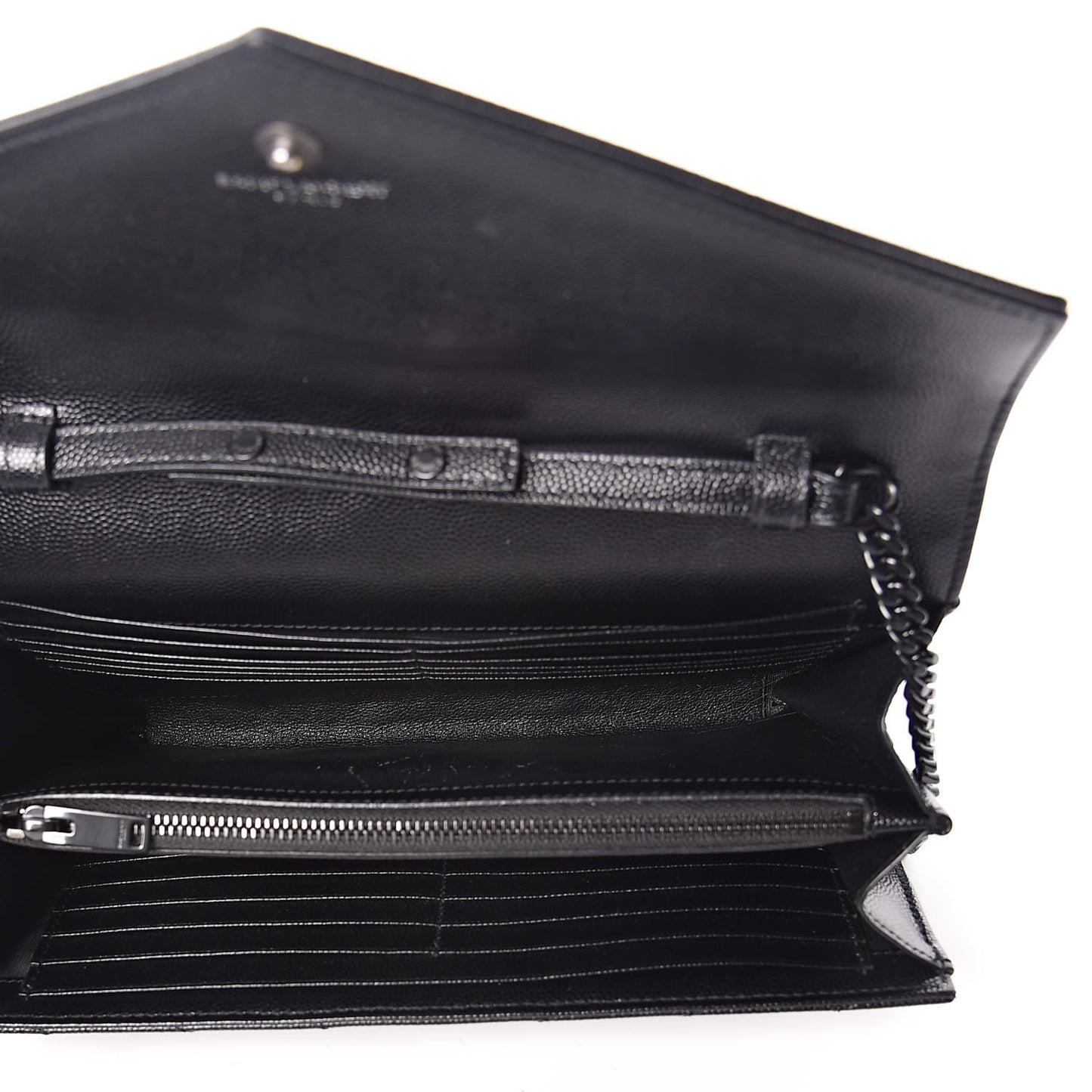 Grain De Poudre Matelasse Chevron Monogram Chain Wallet Black