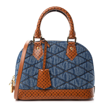 Louis Vuitton Denim Calfskin Reverse Monogram Malletage Alma BB Blue 1 of 10