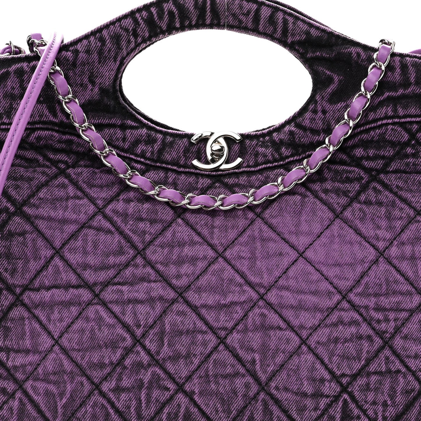 Denim Quilted Large 31 Denimpression Shopping Bag Purple Black