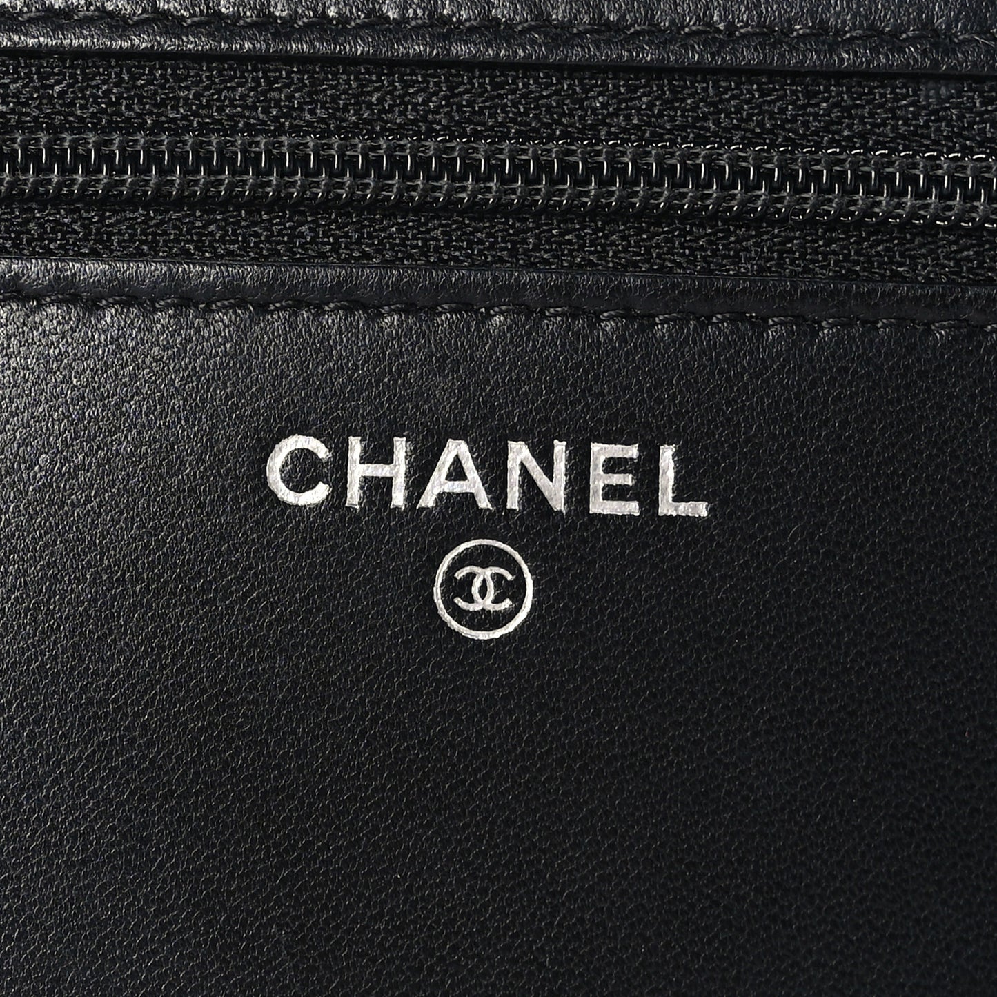 Grained Calfskin Chevron Quilted Boy Wallet On Chain WOC Black