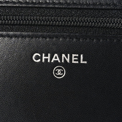 Chanel Grained Calfskin Chevron Quilted Boy Wallet On Chain WOC Black 8 of 10