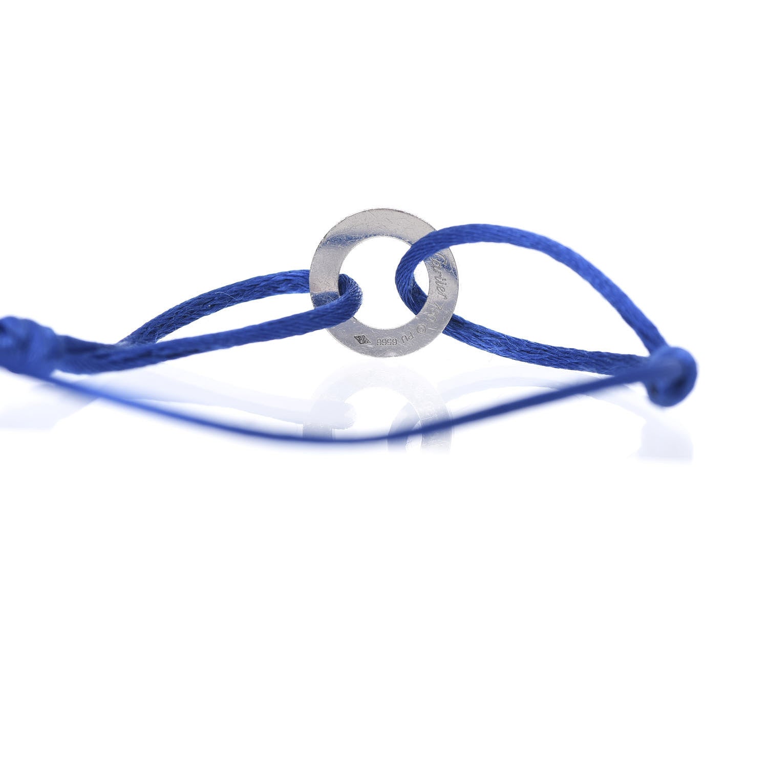 Cartier 18K White Gold Diamond LOVE Adjustable Cord Bracelet Royal Blue 4 of 4
