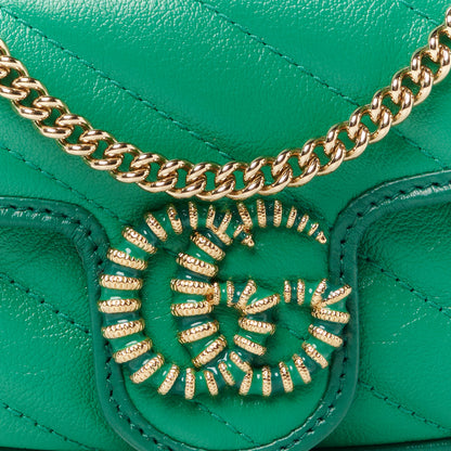 Gucci Azalea Calfskin Enamel Matelasse Diagonal Super Mini Torchon GG Marmont Shoulder Bag New Shamarock Emerald 8 of 10