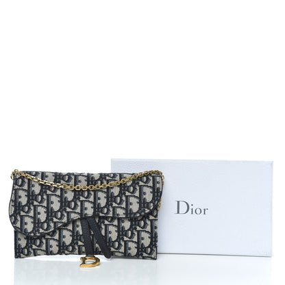 Christian Dior Oblique Saddle Chain Wallet Blue 11 of 11